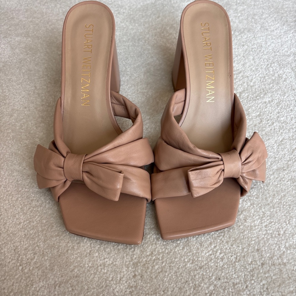 Stuart Weitzman Women's Brown Bow Mules